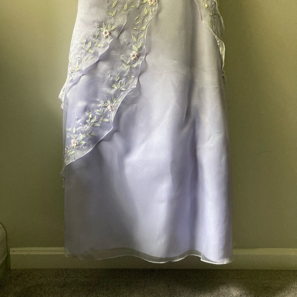 Alfred Angelo Vintage Lilac Blue Floral Sleeveless Princess Prom Dress size 10 - Picture 5 of 10